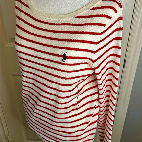 ❤️🤍NWT Vintage Ralph Lauren Sport Ivory/Red Striped Sweater Size M🤍❤️ - Picture 5 of 10